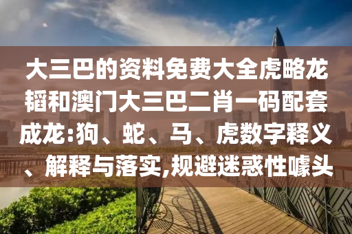 大三巴的资料免费大全虎略龙韬和澳门大三巴二肖一码配套成龙:狗、蛇、马、虎数字释义、解释与落实,规避迷惑性噱头