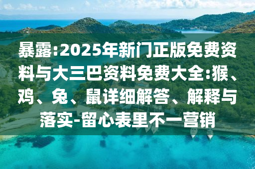 暴露:2025年新门正版免费资料与大三巴资料免费大全:猴、鸡、兔、鼠详细解答、解释与落实-留心表里不一营销