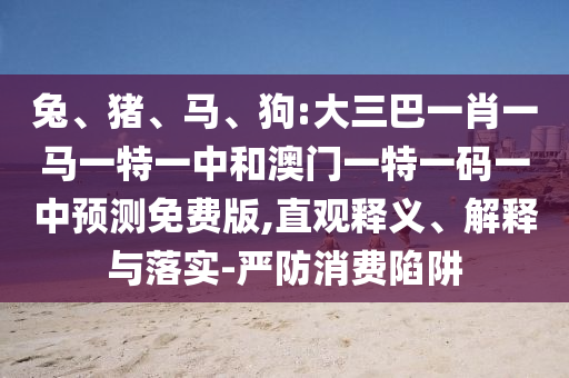 兔、猪、马、狗:大三巴一肖一马一特一中和澳门一特一码一中预测免费版,直观释义、解释与落实-严防消费陷阱