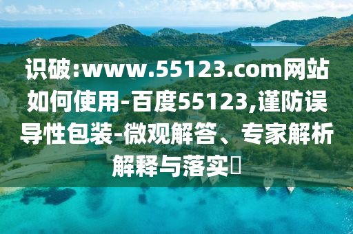 识破:www.55123.com网站如何使用-百度55123,谨防误导性包装-微观解答、专家解析解释与落实​