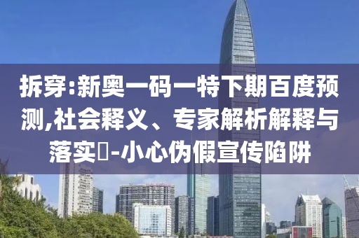 拆穿:新奥一码一特下期百度预测,社会释义、专家解析解释与落实​-小心伪假宣传陷阱