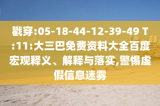 戳穿:05-18-44-12-39-49 T:11:大三巴免费资料大全百度宏观释义、解释与落实,警惕虚假信息迷雾